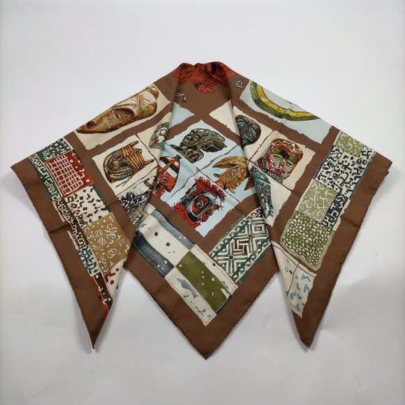 Hermes scarf Carre 90 Browns Silk100% - Picture 3 of 11